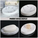 Guichaokj Bar Soap Holder for Shower Marble Dish Tray Home Accents Decor Dishes Bathroom Container White