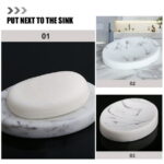 Guichaokj Bar Soap Holder for Shower Marble Dish Tray Home Accents Decor Dishes Bathroom Container White