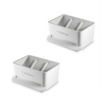 Habitamin Slanted soap Dish with suction cup, self-draining & Drying, Fast Natural soap Saver for Bathroom, Shower tub & Kitchen Sink Household (2 PCS, White)