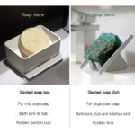 Habitamin Slanted soap Dish with suction cup, self-draining & Drying, Fast Natural soap Saver for Bathroom, Shower tub & Kitchen Sink Household (2 PCS, Gray)