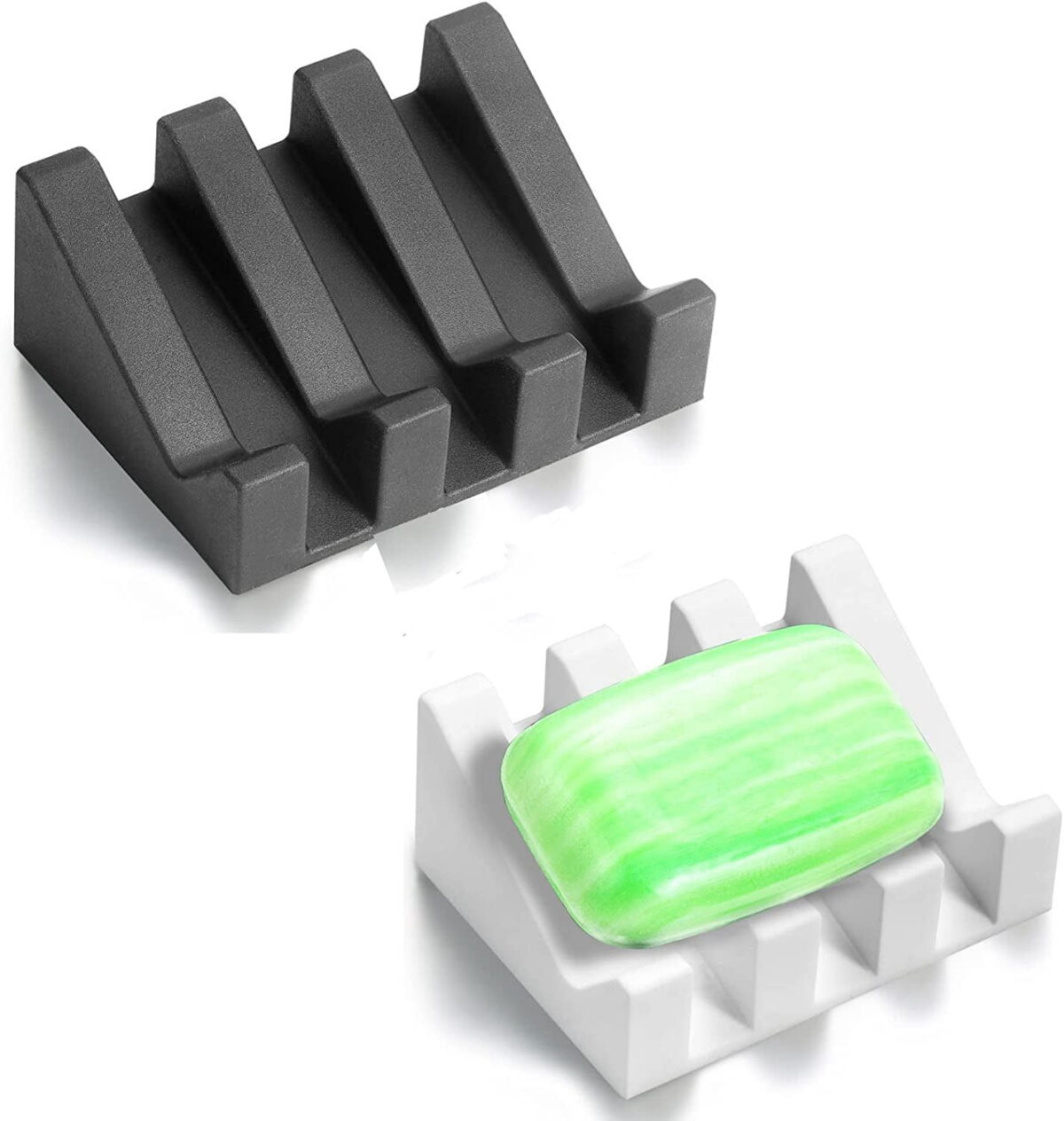 Hancelant Silicone Self Draining Waterfall Soap Dish and Holder 2 Counts