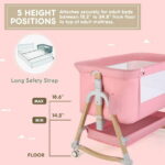 HARPPA 3 in 1 Baby Bassinet Bedside Sleeper for Infant Girls Aged 0-5 Months, Pink