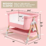 HARPPA 3 in 1 Baby Bassinet Bedside Sleeper for Infant Girls Aged 0-5 Months, Pink