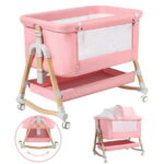HARPPA 3 in 1 Baby Bassinet Bedside Sleeper for Infant Girls Aged 0-5 Months, Pink