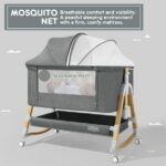 HARPPA 3 in 1 Baby Bassinet Bedside Sleeper, Height Adjustable, Easy Folding, Gray
