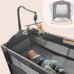 HARPPA 5 in 1 Portable Playard and Bassinet Bedside Sleeper for Newborn to Toddler, Unisex, Gray