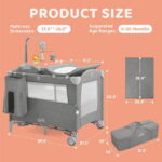 HARPPA 5 in 1 Portable Playard and Bassinet Bedside Sleeper for Newborn to Toddler, Unisex, Gray