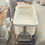 HARPPA Baby Bassinet Bedside Sleeper - 3-in-1 Cradle for Newborns, with Storage & Wheels, White