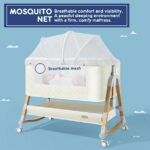 HARPPA Baby Bassinet Bedside Sleeper - 3-in-1 Cradle for Newborns, with Storage & Wheels, White