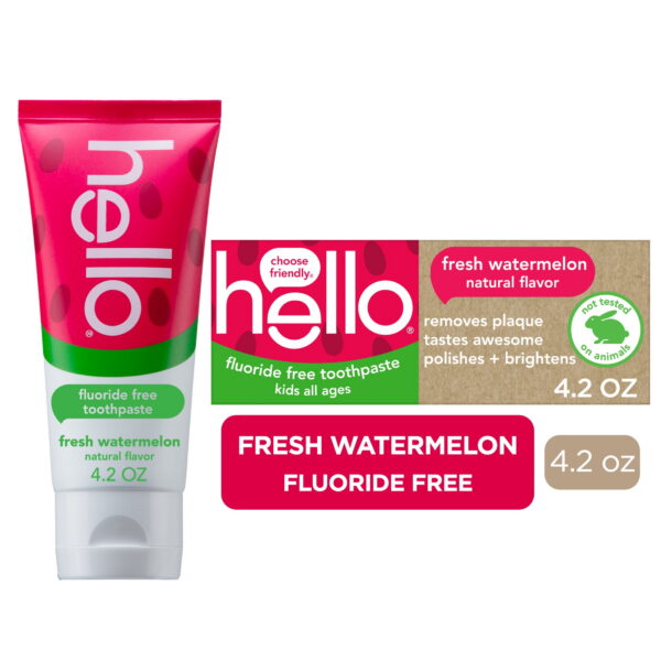 hello Fresh Watermelon Fluoride Free Kids Toothpaste, 4.2 Oz Tube