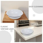 Hemoton Enamel Washing Basin Enamelware Bowls Soap Dish Large White
