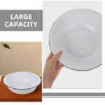 Hemoton Enamel Washing Basin Enamelware Bowls Soap Dish Large White