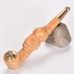Hotpom Handcrafted Wooden Pipe with Copper Pot Filter, Enhanced Flavor & Cleanliness, Detachable and Washable, Intricate Carved Portable Pixiu Pipe