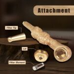 Hotpom Handcrafted Wooden Pipe with Copper Pot Filter, Enhanced Flavor & Cleanliness, Detachable and Washable, Intricate Carved Portable Pixiu Pipe
