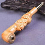 Hotpom Handcrafted Wooden Pipe with Copper Pot Filter, Enhanced Flavor & Cleanliness, Detachable and Washable, Intricate Carved Portable Pixiu Pipe