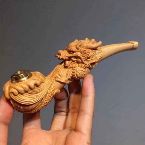 Hotpom Handmade Pipe, Natural Wood Pipe with Unique Carvings, Collector's Item Gift for Collectors, High-quality Craftsmanship Lightweight & Portable for Home