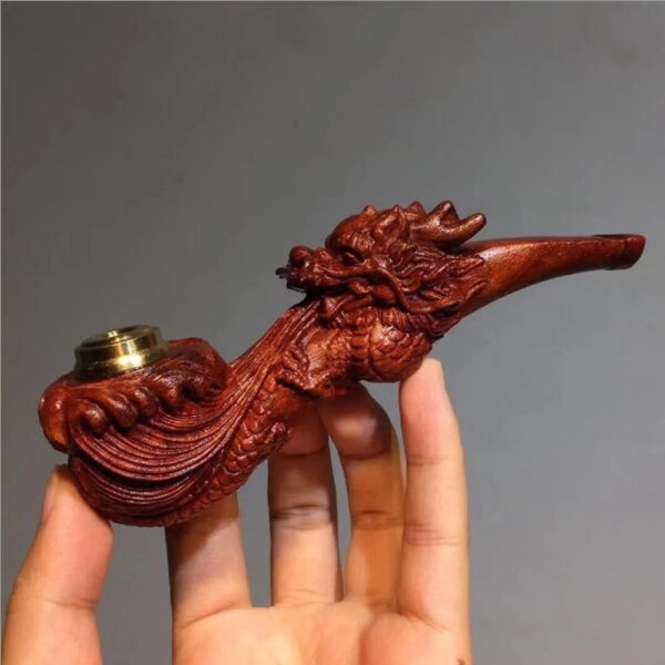 Hotpom Handmade Pipe, Natural Wood Pipe with Unique Carvings, Collector's Item Gift for Collectors, High-quality Craftsmanship Lightweight & Portable for Home