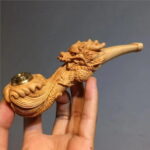 Hotpom Handmade Pipe, Natural Wood Pipe with Unique Carvings, Collector's Item Gift for Collectors, High-quality Craftsmanship Lightweight & Portable for Home