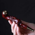 Hotpom Handmade Wood Pipe, with Intricate Carved Pattern Small and Exquisite, Portable Detachable Design and Easy to Clean for Unique Experience for Pipe Lovers