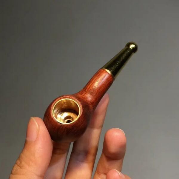 Hotpom Mini Handcrafted Sandalwood Pipe, Short Portable and Personalized, Natural Wood Grain Texture Polished Smooth Finish, Wooden Pipe for Beginner
