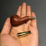 Hotpom Mini Handcrafted Sandalwood Pipe, Short Portable and Personalized, Natural Wood Grain Texture Polished Smooth Finish, Wooden Pipe for Beginner