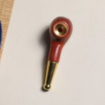 Hotpom Mini Handcrafted Sandalwood Pipe, Short Portable and Personalized, Natural Wood Grain Texture Polished Smooth Finish, Wooden Pipe for Beginner