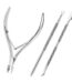 Huauoo 3-Piece Stainless Steel Cuticle Nipper Kit with Full Jaw Nipper, Pusher & Remover, Silver