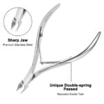 Huauoo 3-Piece Stainless Steel Cuticle Nipper Kit with Full Jaw Nipper, Pusher & Remover, Silver