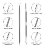 Huauoo 3-Piece Stainless Steel Cuticle Nipper Kit with Full Jaw Nipper, Pusher & Remover, Silver