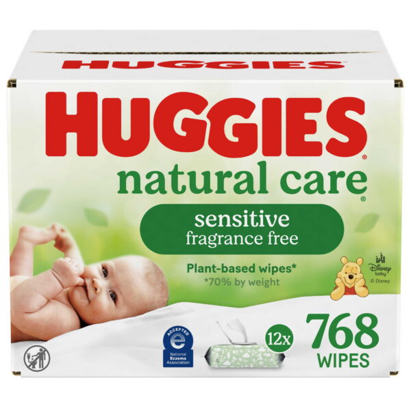 Huggies Natural Care Sensitive Baby Wipes, Unscented, 12 Flip-Top Packs, 768 Total Count (Select for More)