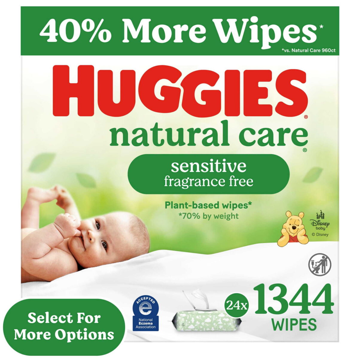 Huggies Natural Care Sensitive Baby Wipes, Unscented, 24 Packs, 1344 Total Count (Select for More)