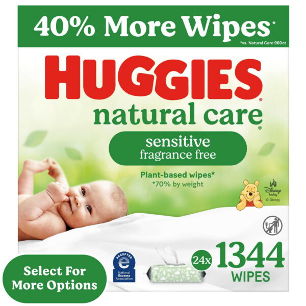 Huggies Natural Care Sensitive Baby Wipes, Unscented, 24 Packs, 1344 Total Count (Select for More)