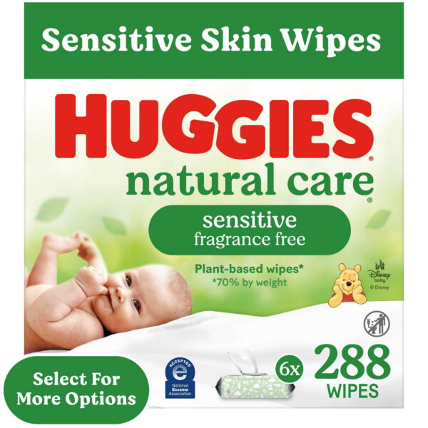 Huggies Natural Care Sensitive Baby Wipes, Unscented, 6 Pack, 288 Total Ct