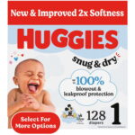Huggies Snug & Dry Baby Diapers, Size 1 (8-14 lbs), 128 Count (Select for More)