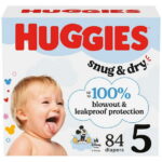 Huggies Snug & Dry Baby Diapers, Size 5 (27+ lbs), 84 Count (Select for More)