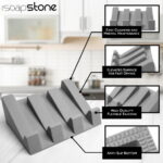 iSoapStone Premium Self-Draining Silicone Soap Dish: Waterfall Bar Holder Tray with Drain Saver, Anti-Slip Kitchen & Bathroom Accessory for Sponges and Bar Soaps -...