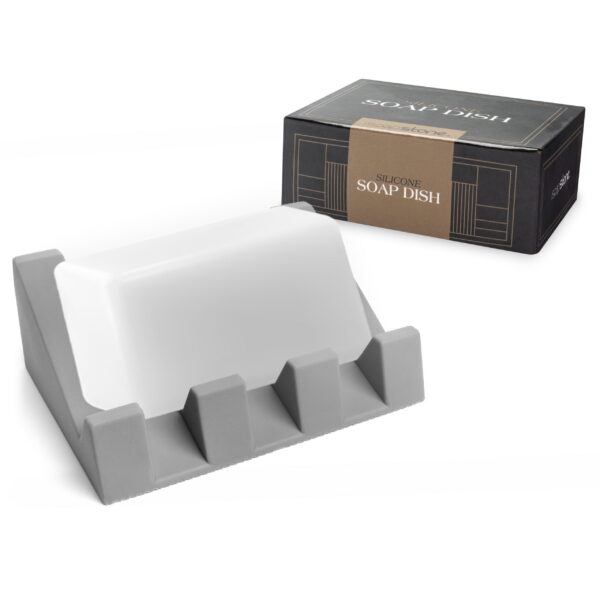 iSoapStone Premium Self-Draining Silicone Soap Dish: Waterfall Bar Holder Tray with Drain Saver, Anti-Slip Kitchen & Bathroom Accessory for Sponges and Bar Soaps -...