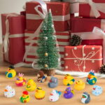 Joyfy 15 Pcs Rubber Ducks, Random Assortment Mini Rubber Duckie Toys with Mesh Carry Bag for Kids Baby Bath Shower Toys, Birthday Gifts, Summer Beach Pool Activity, Party Favors