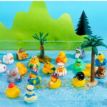 Joyfy 15 Pcs Rubber Ducks, Random Assortment Mini Rubber Duckie Toys with Mesh Carry Bag for Kids Baby Bath Shower Toys, Birthday Gifts, Summer Beach Pool Activity, Party Favors