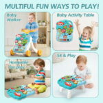 JoyStone 2-in-1 Baby Walker with Musical Play Table, Sit to Stand Toddler Learning Push Toys for 6-18 Months