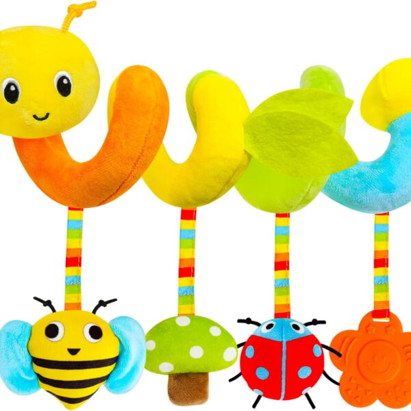 Keyohome Spiral Car Seat Toy,Stroller Activity Toy,Baby Sensory Toys,Crib Hanging Rattles Toys with Ringing Bell for Babies Boys and Girls