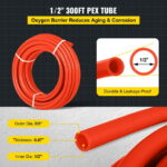 KFFKFF 1/2 inch X 300 Feet Pex Tube Coil - EVOH PEX-B Pipe for Residential Commercial Radiant Floor Heating Pex Pipe (1/2" O2-Barrier, 300Ft/Red) Oxygen O2 Barrier PEX Tubing
