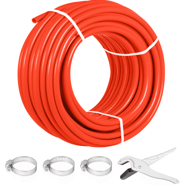KFFKFF 1/2 inch X 300 Feet Pex Tube Coil - EVOH PEX-B Pipe for Residential Commercial Radiant Floor Heating Pex Pipe (1/2" O2-Barrier, 300Ft/Red) Oxygen O2 Barrier PEX Tubing