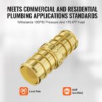 KFFKFF Pipe Accessories, 1/2" 50PCS Brass Pipe Accessories, Clamp-secured Direct-Flow Pipe Connector Brass Air Accessories, Robust Plumbing Accessories Tube Adapter for...
