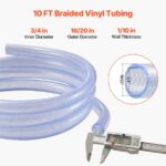 KFFKFF Woven Transparent Vinyl Tube, 3/4" Inner Diameter x 19/20" Outer Diameter, 10FT PVC Plastic Tube, Bendable and Trimmable Clear Pipe, 1/10 in Wall Density, Durable PVC...