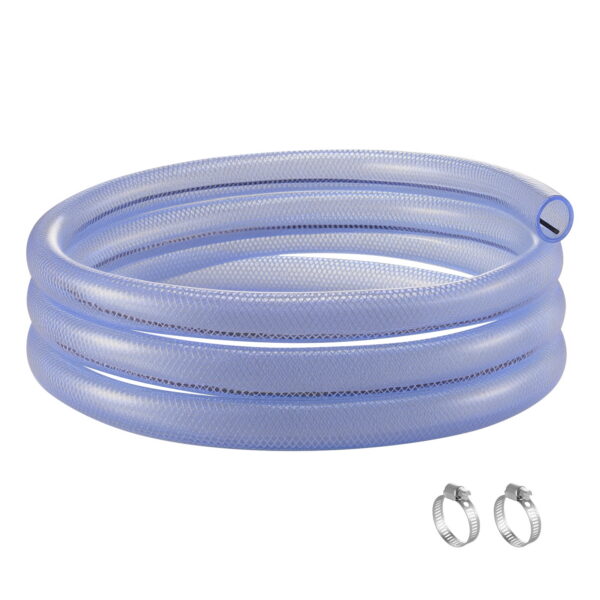 KFFKFF Woven Transparent Vinyl Tube, 3/4" Inner Diameter x 19/20" Outer Diameter, 10FT PVC Plastic Tube, Bendable and Trimmable Clear Pipe, 1/10 in Wall Density, Durable PVC...
