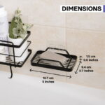 KINCMAX Bathroom Soap Dish & Sponge Holder Stainless Steel Bathroom Organizer, Black
