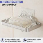 KINCMAX Bathroom Soap Dish & Sponge Holder Stainless Steel Bathroom Organizer, Silver