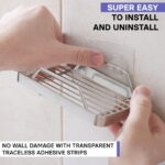 KINCMAX Bathroom Soap Dish & Sponge Holder Stainless Steel Bathroom Organizer, Silver