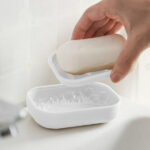 kkbbma under $5 Draining Soap Dishes, Dishwashing Sponge Soap Holder with Water Tray, Keep The Place Dry, Easy to Clean Soap Cases, Suitable for Kitchen, Bathroom, Soap Container
